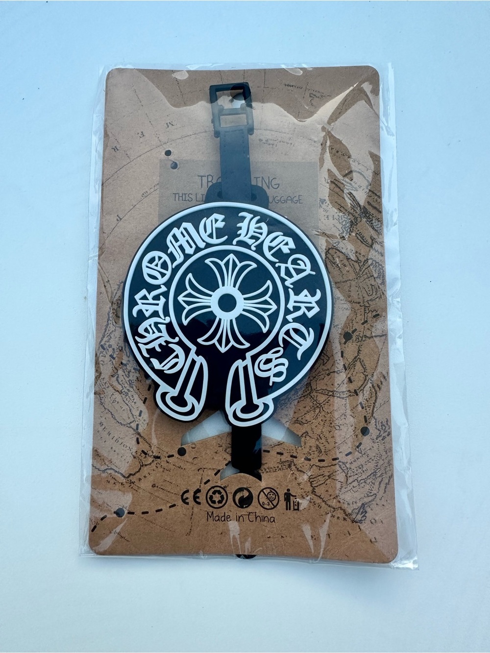 Chrome Hearts Black and White Round Logo Luggage Tag